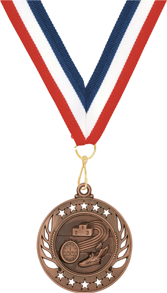 2 1/4" Antique Track Galaxy Medal w/ Neck Ribbon