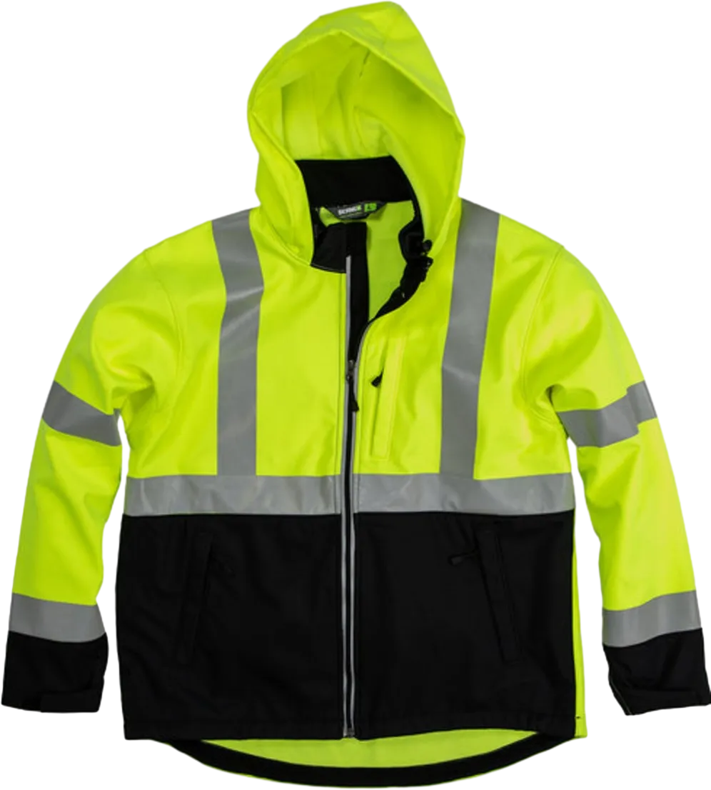 Men's Hi-Vis Class 3 Hooded Softshell Jacket