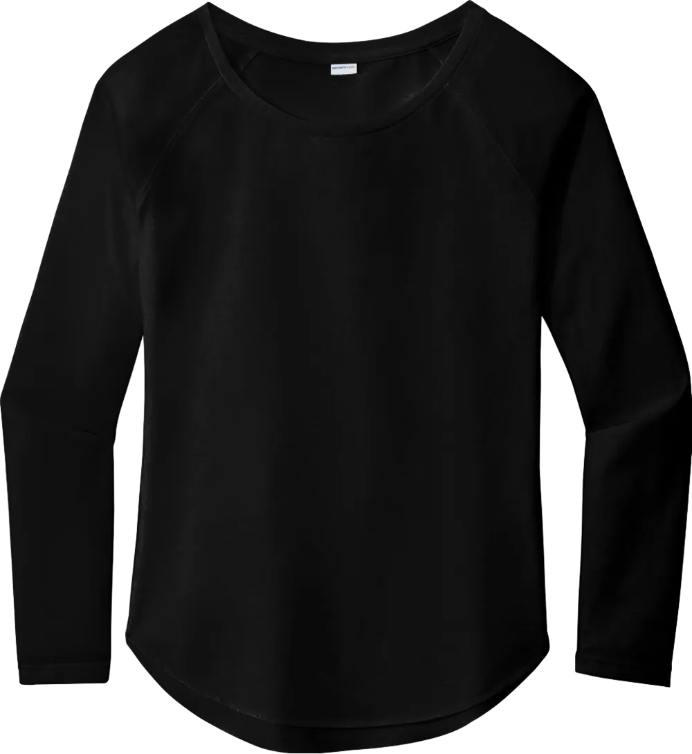 Ladies PosiCharge Long Sleeve Tri-Blend Wicking Scoop Neck Raglan Tee