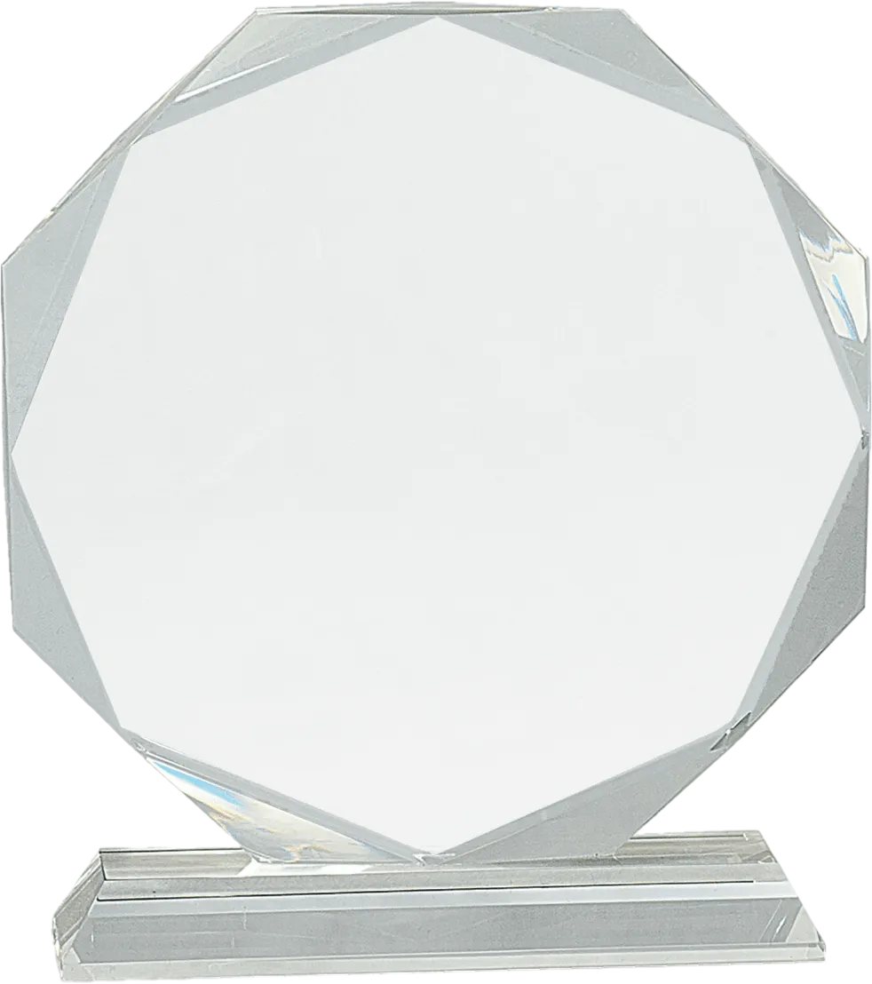 8" Clear Crystal Octagon on Clear Pedestal