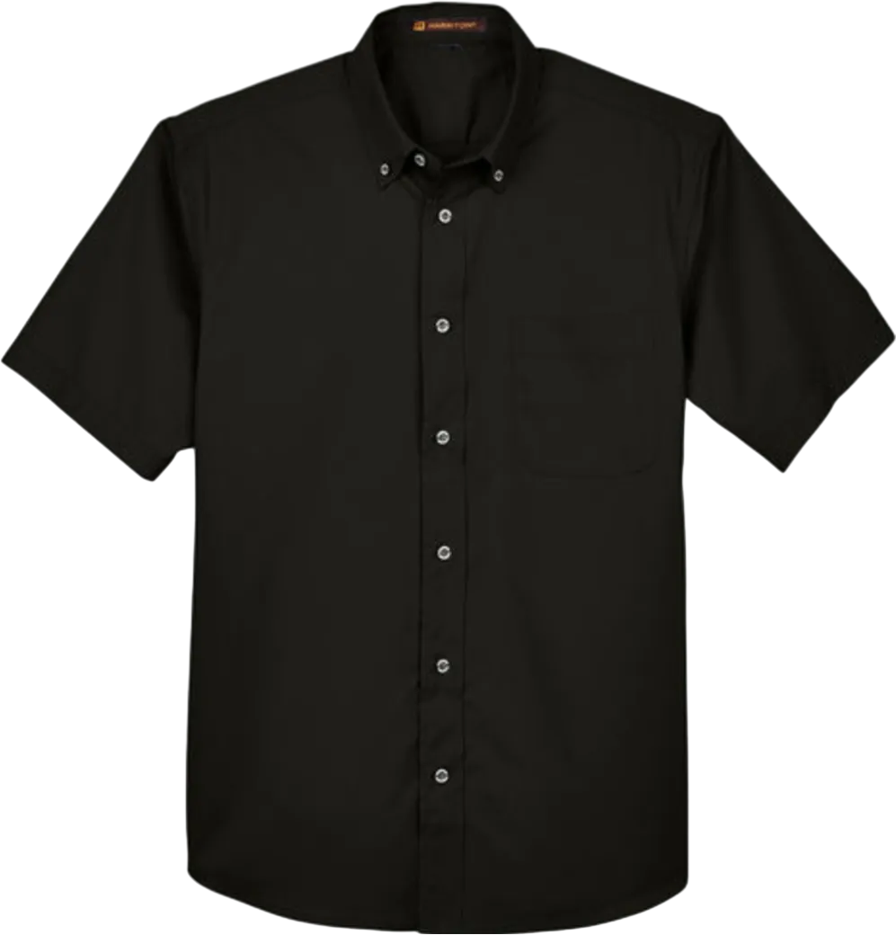 Harriton Men's Easy Blend Short-Sleeve Twill Shirt with Stain-Release