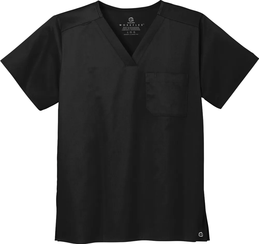 Unisex WorkFlex Chest Pocket V-Neck Top