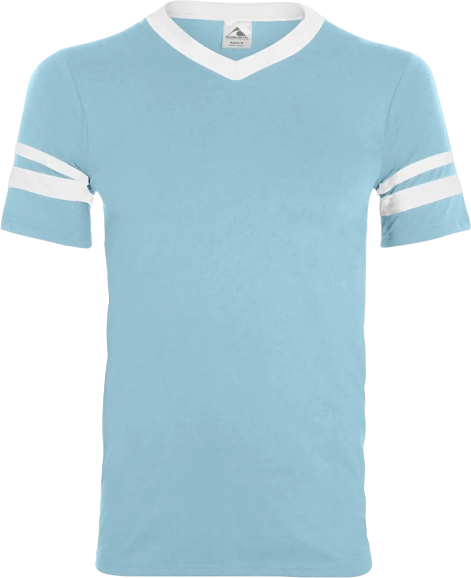 V-Neck Jersey with Striped Sleeves
