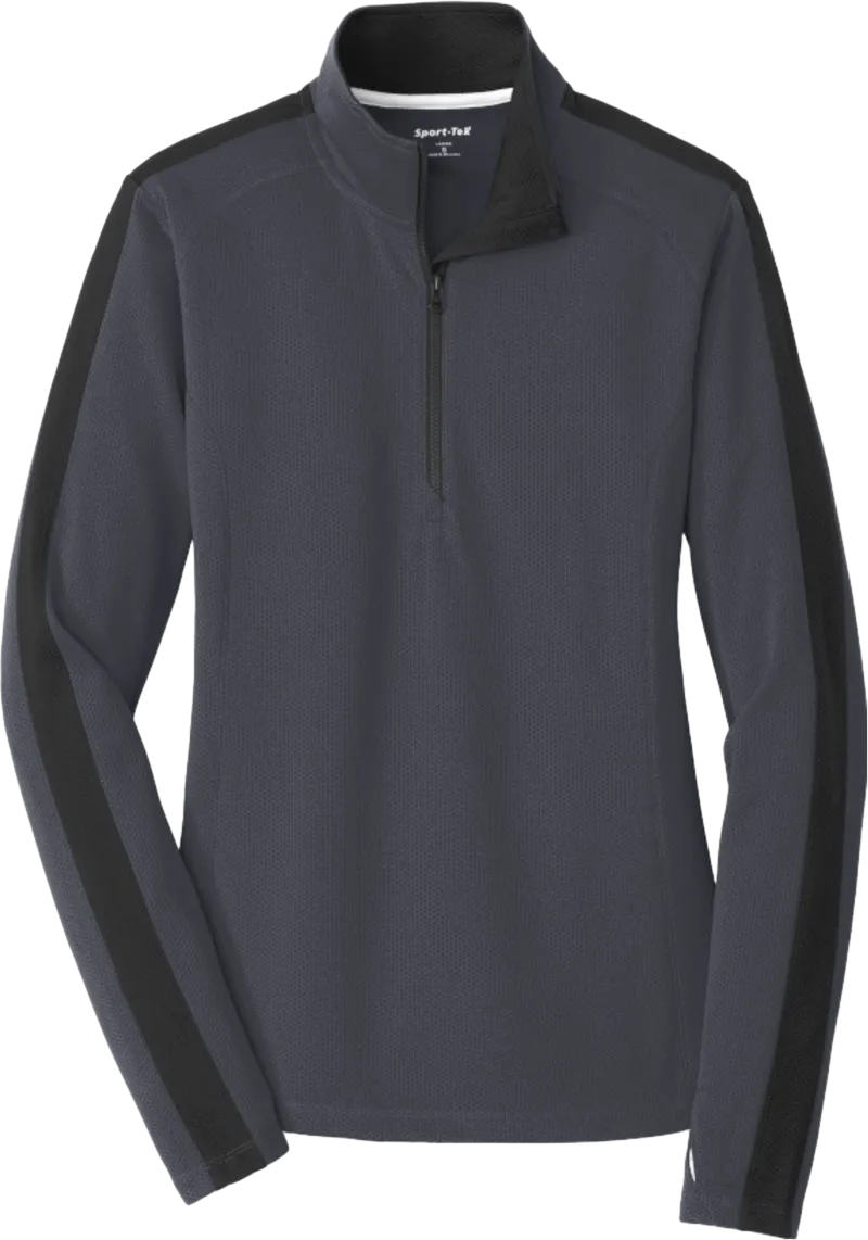 Ladies Sport-Wick Textured Colorblock 1/4-Zip Pullover
