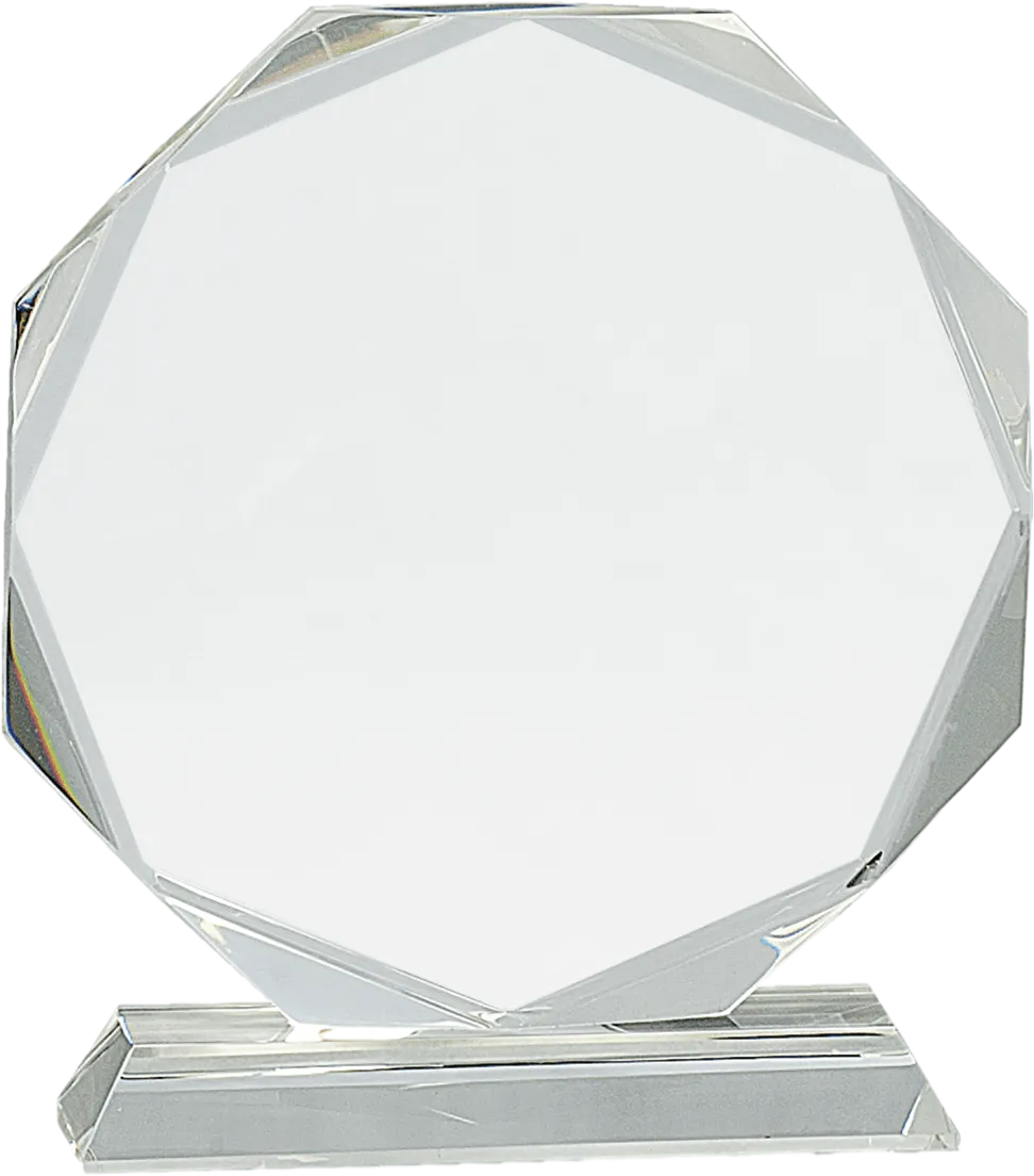 7 1/4" Clear Crystal Octagon on Clear Pedestal
