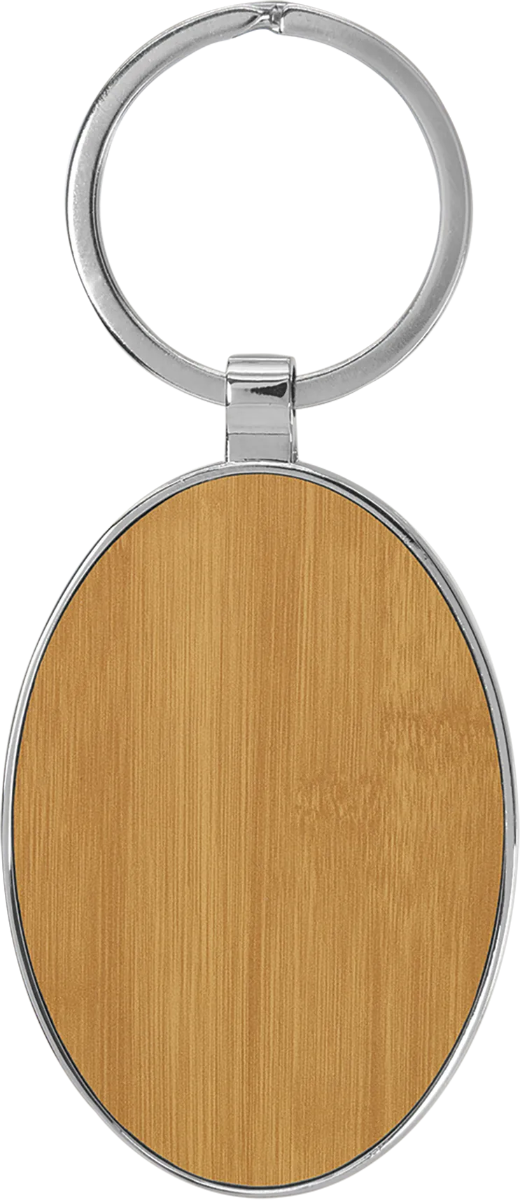 3 x 1 3/4 Laserable Leatherette/Metal Oval Keychain