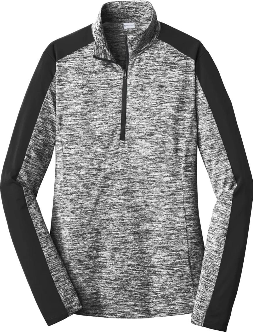 Ladies PosiCharge Electric Heather Colorblock 1/4-Zip Pullover