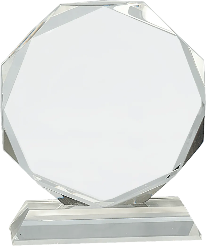 6" Clear Crystal Octagon on Clear Pedestal Base