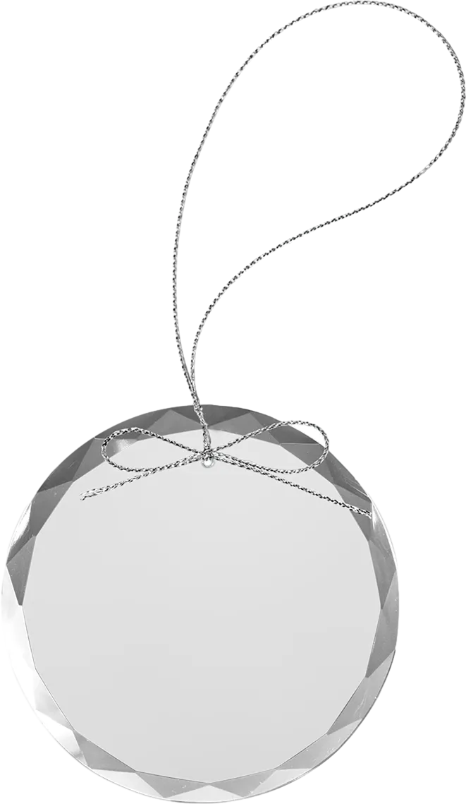 3 1/4" Clear Round Glass Ornament with Silver String