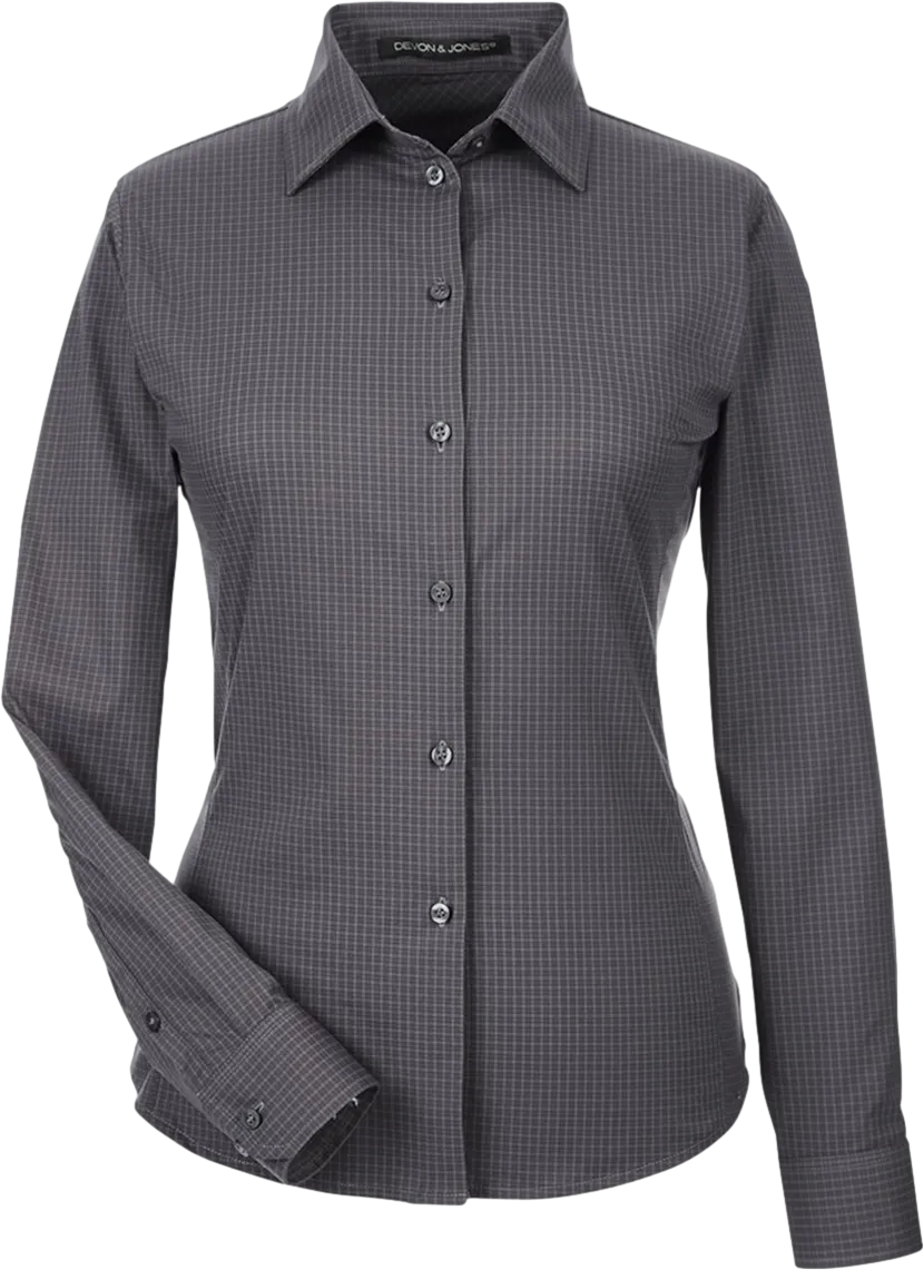 Women's CrownLux Performance Tonal Mini Check Woven Dress Shirt