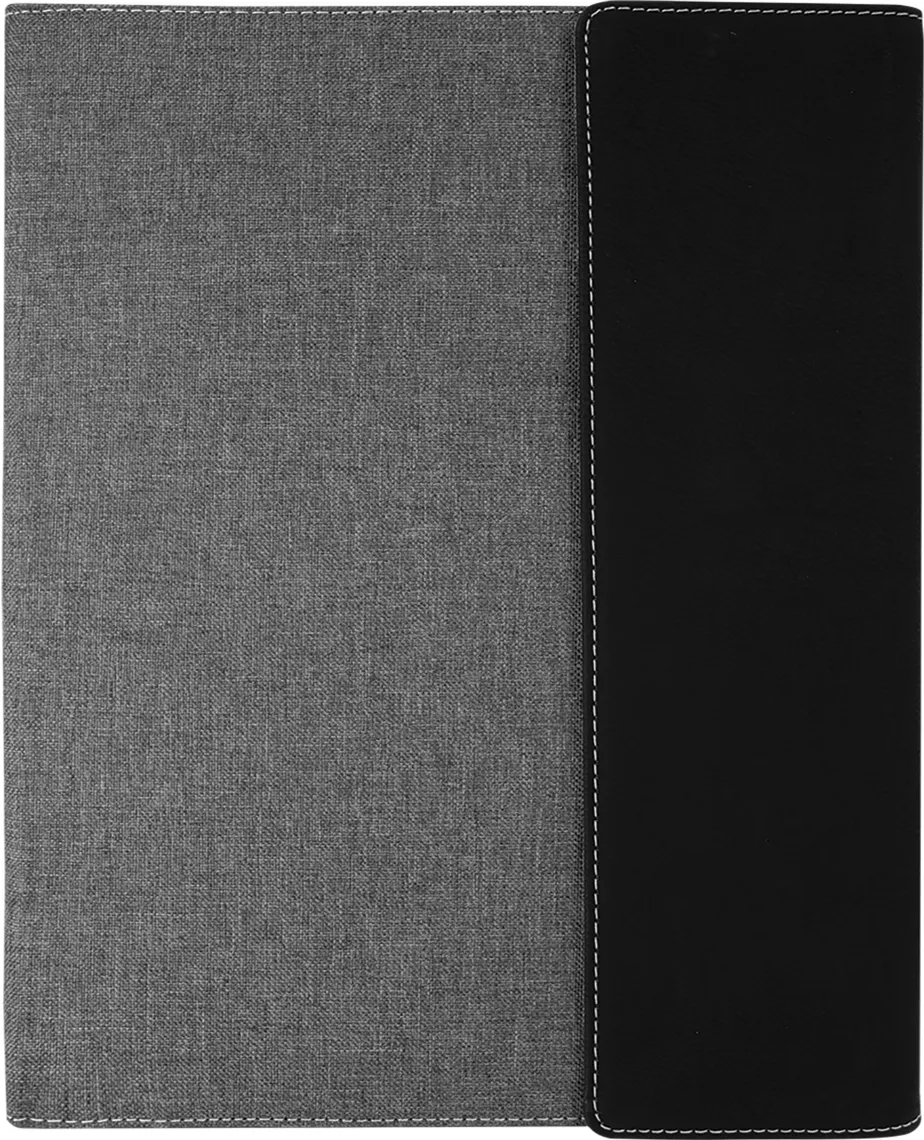 9 1/2 x 12 Laserable Leatherette Canvas Portfolio w / Notepad