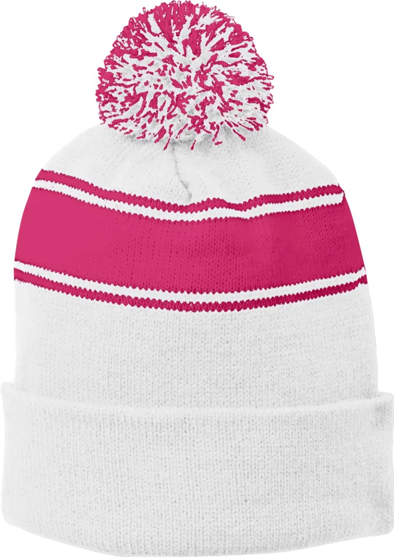 Stripe Pom Pom Beanie