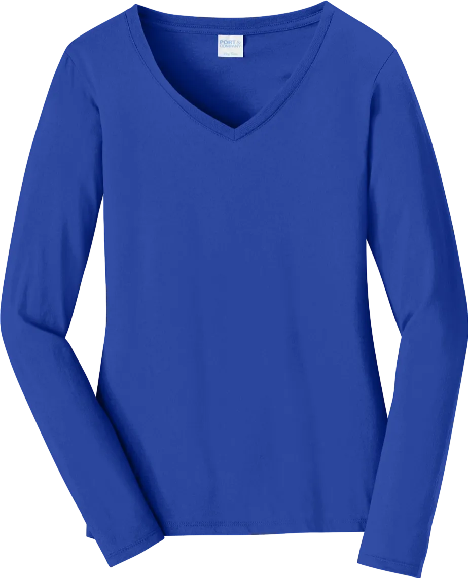 Ladies Long Sleeve Fan Favorite V-Neck Tee