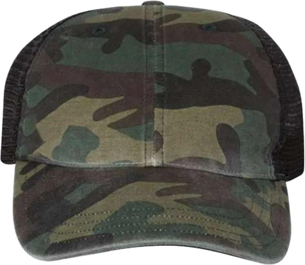 Garment Washed Printed Trucker Cap