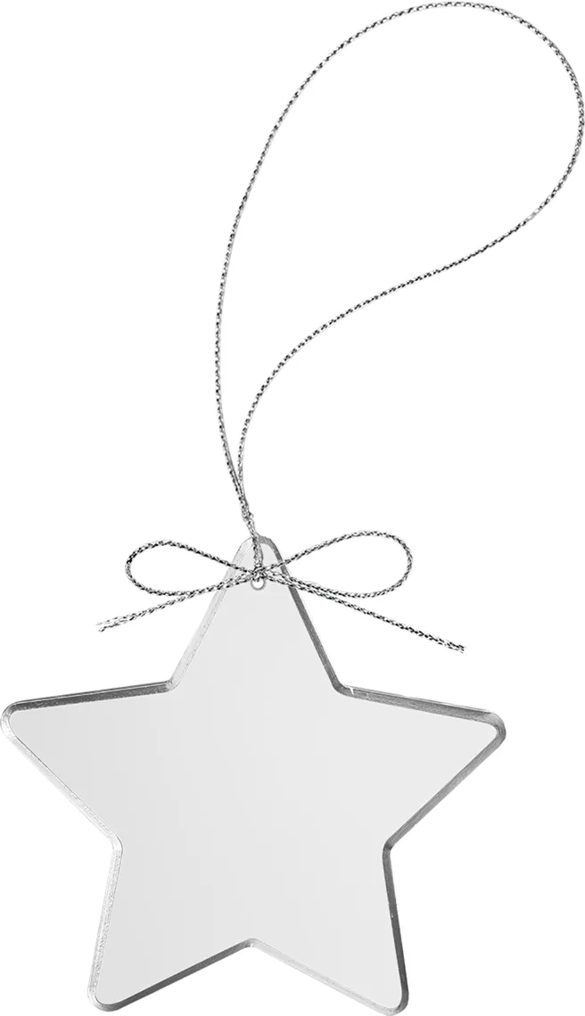 3 1/4" Clear Star Glass Ornament with Silver String