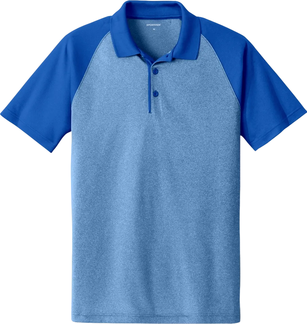 PosiCharge RacerMesh Raglan Heather Block Polo