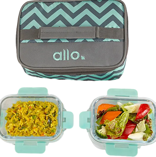 Green Solid Glass Oven Safe 3PCs Lunch Box