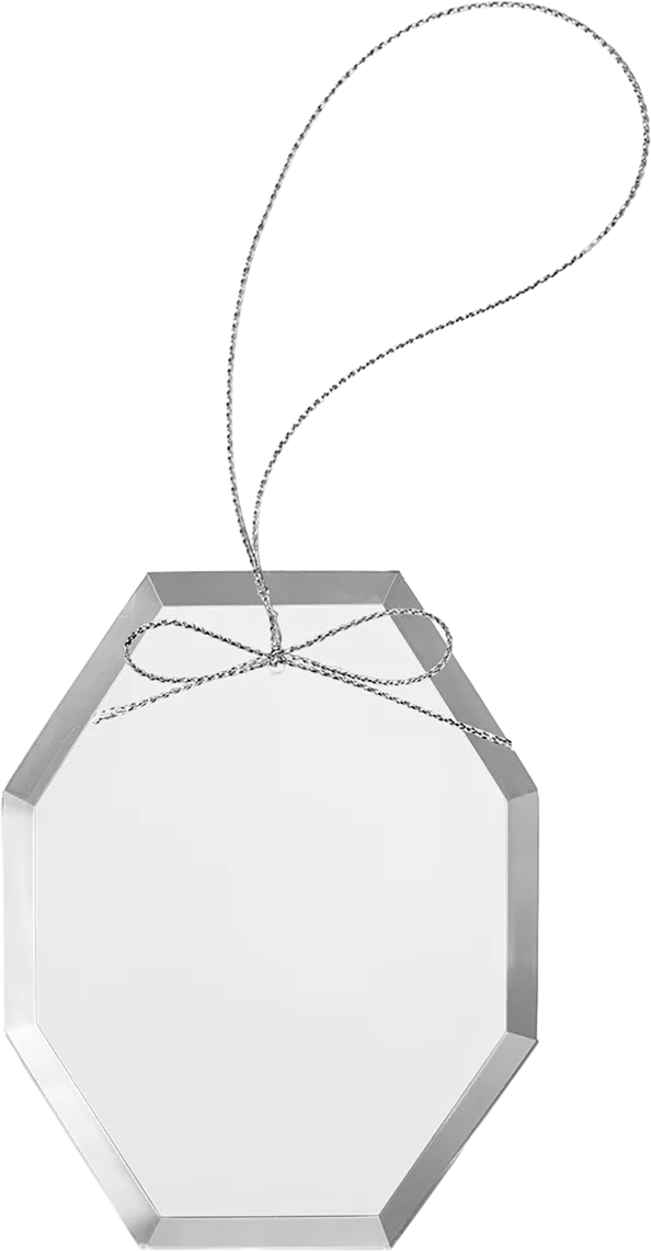 3 3/4" Clear Octagon Glass Ornament with Silver String