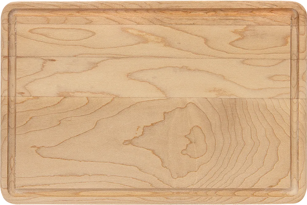 9" x 6" Natural Wood Cutting Board with Drip Ring
