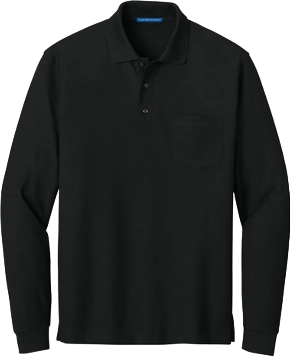 Long Sleeve Silk Touch Polo with Pocket