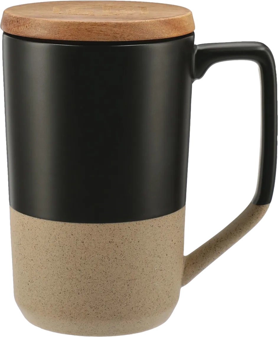 Tahoe Tea & Coffee Ceramic Mug with Wood Lid 16oz