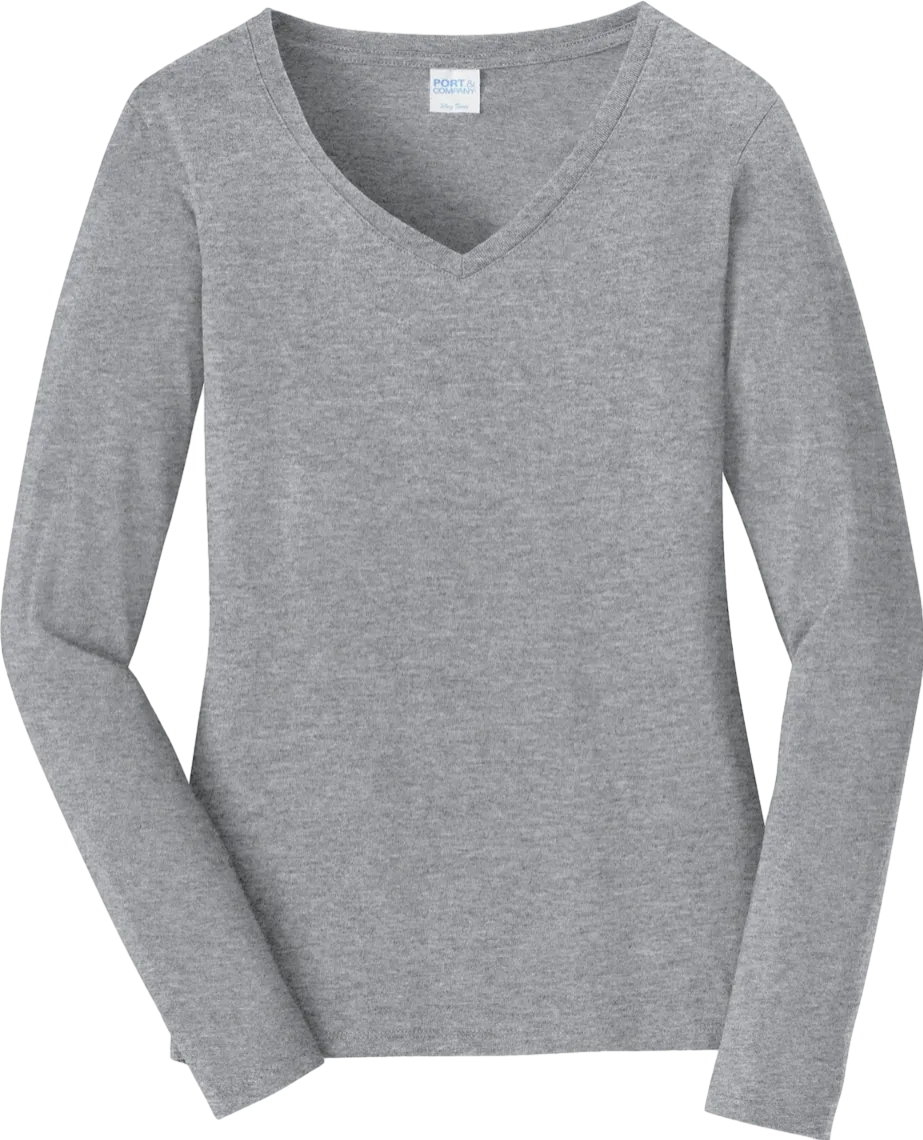 Ladies Long Sleeve Fan Favorite V-Neck Tee