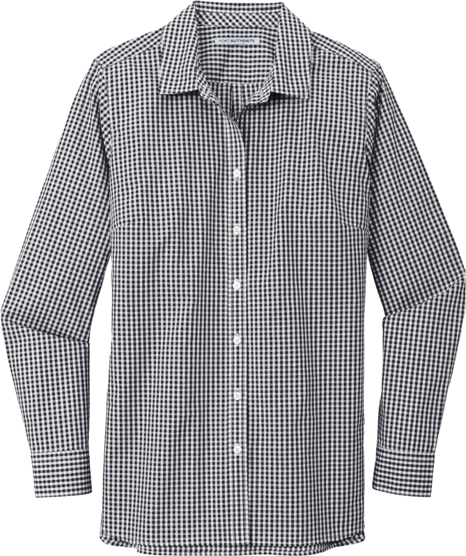Ladies Broadcloth Gingham Easy Care Shirt