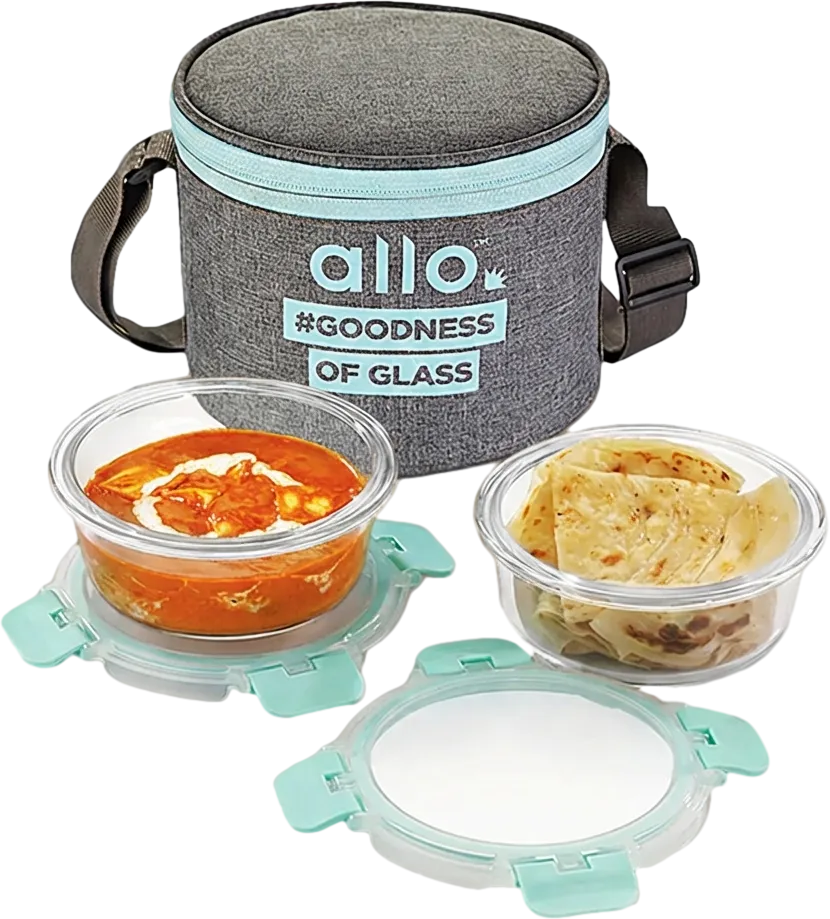 Microwave Oven Safe 2pc Glass Lunch Box 390 ml