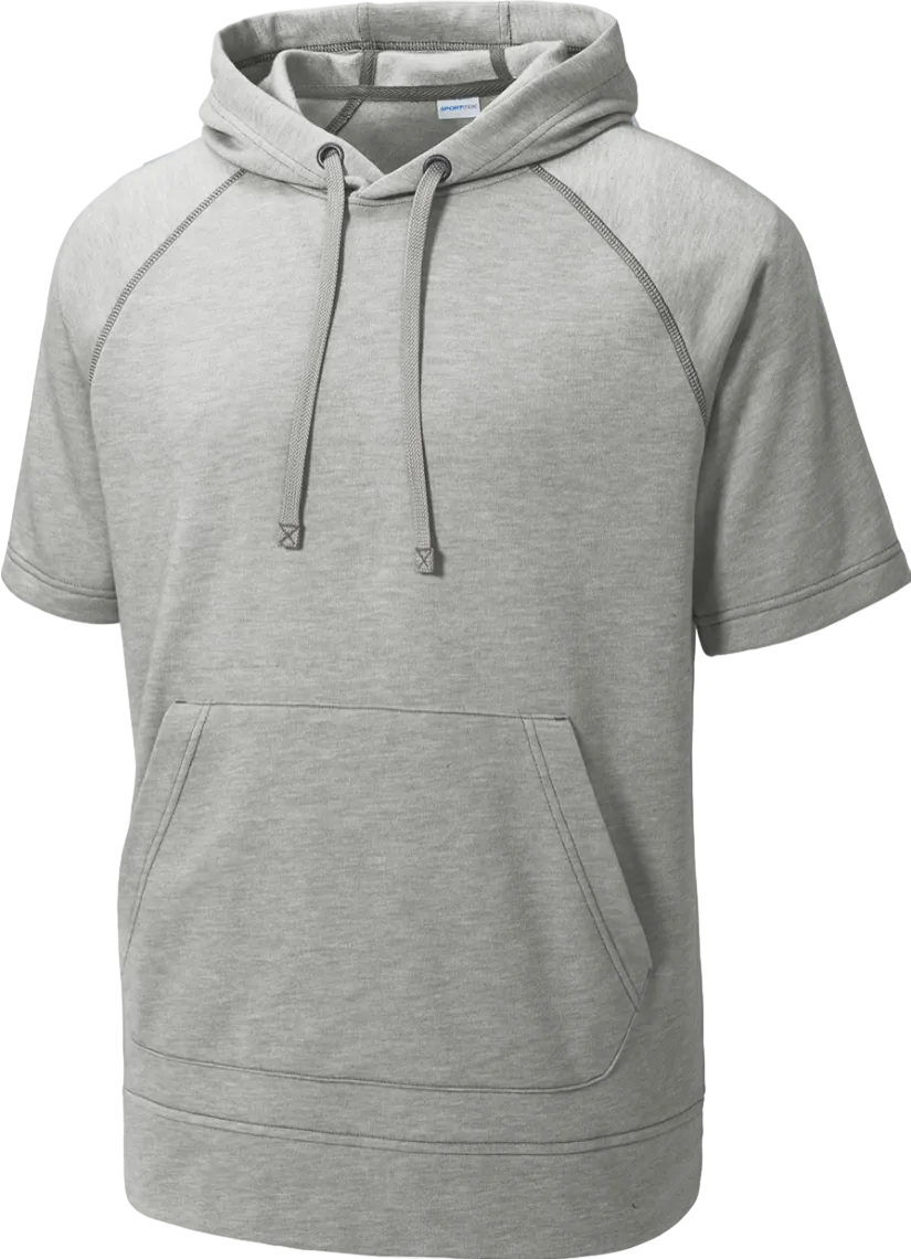 PosiCharge Tri-Blend Wicking Fleece Short Sleeve Hooded Pullover