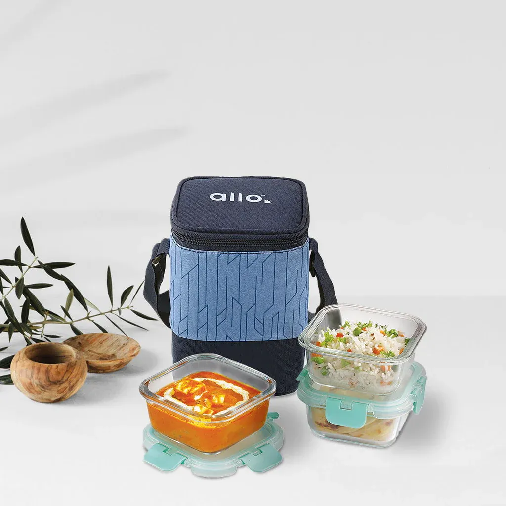 310ml x 3 Allo FoodSafe Microwave Oven Safe Glass Lunch box