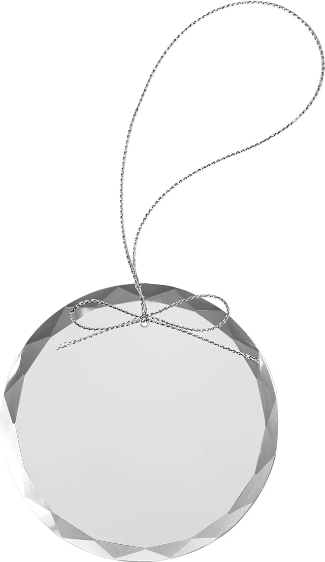3 1/4" Clear Round Glass Ornament with Silver String