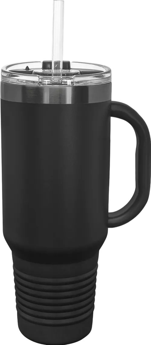 40 oz. ION-Plated Travel Mug with Handle, Straw Included