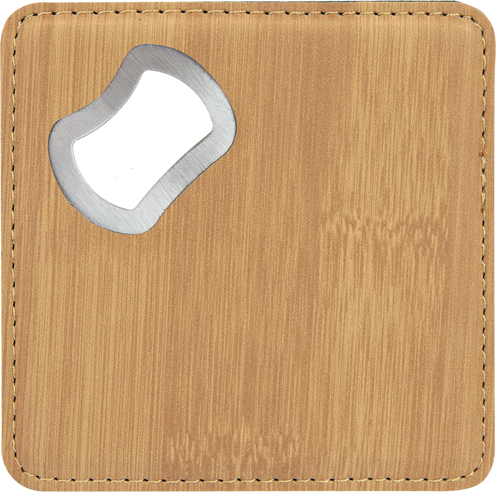 4" x 4" Square Laserable Leatherette Bottle Opener Coaster