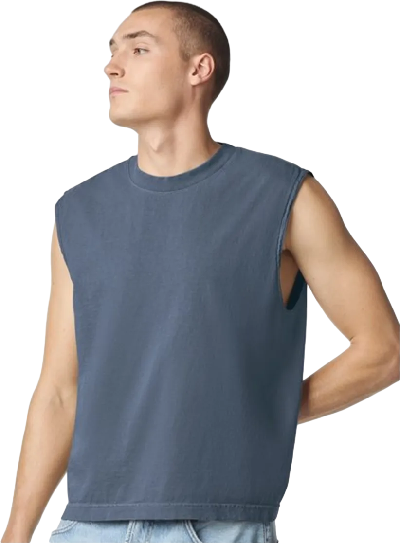Unisex Heavyweight Cotton Garment-Dyed Mid-Length Muscle Tee