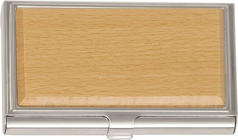 3 3/4" x 2 1/2" Metal/Wood Business Card Holder