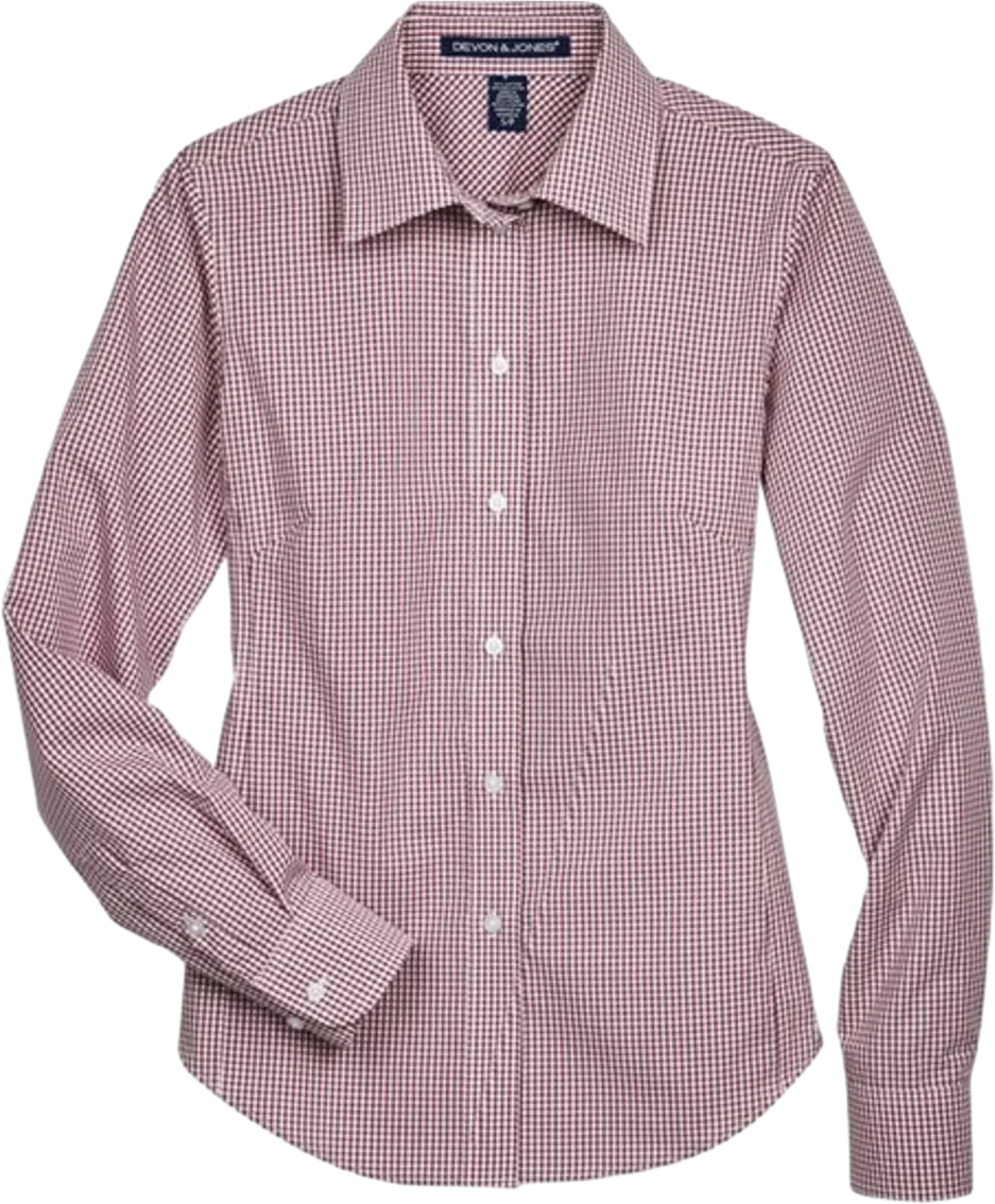Women's Crown Collection Gingham Check Woven Dress Shirt