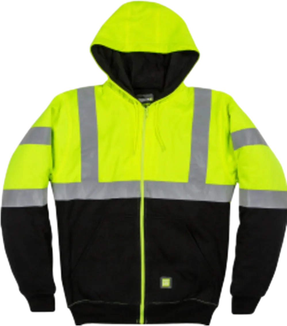 Men's Hi-Vis Class 3 Color Block Full-Zip Hooded Sweatshirt