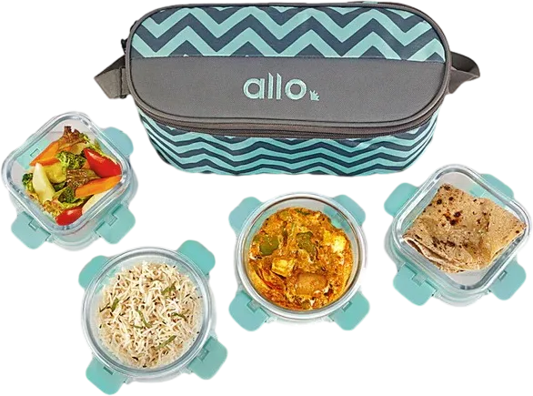 310ml x 2, 390ml x 2 Allo FoodSafe Microwave Oven Safe Glass Lunch box