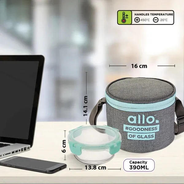 390ml x 2 Allo FoodSafe Microwave Oven Safe Glass Lunch box