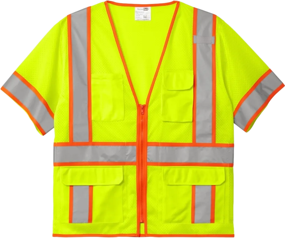 ANSI 107 Class 3 Surveyor Mesh Zippered Two-Tone Short Sleeve Vest