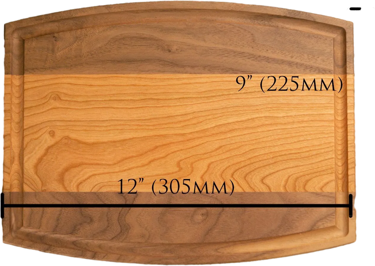 Multi-Species Charcuterie/Cutting Board - 9"x12" Arched with Juice Groove