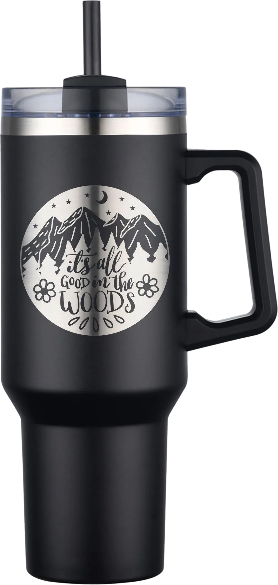 40oz Stainless Steel Tumbler With Swivel Lid and Straw