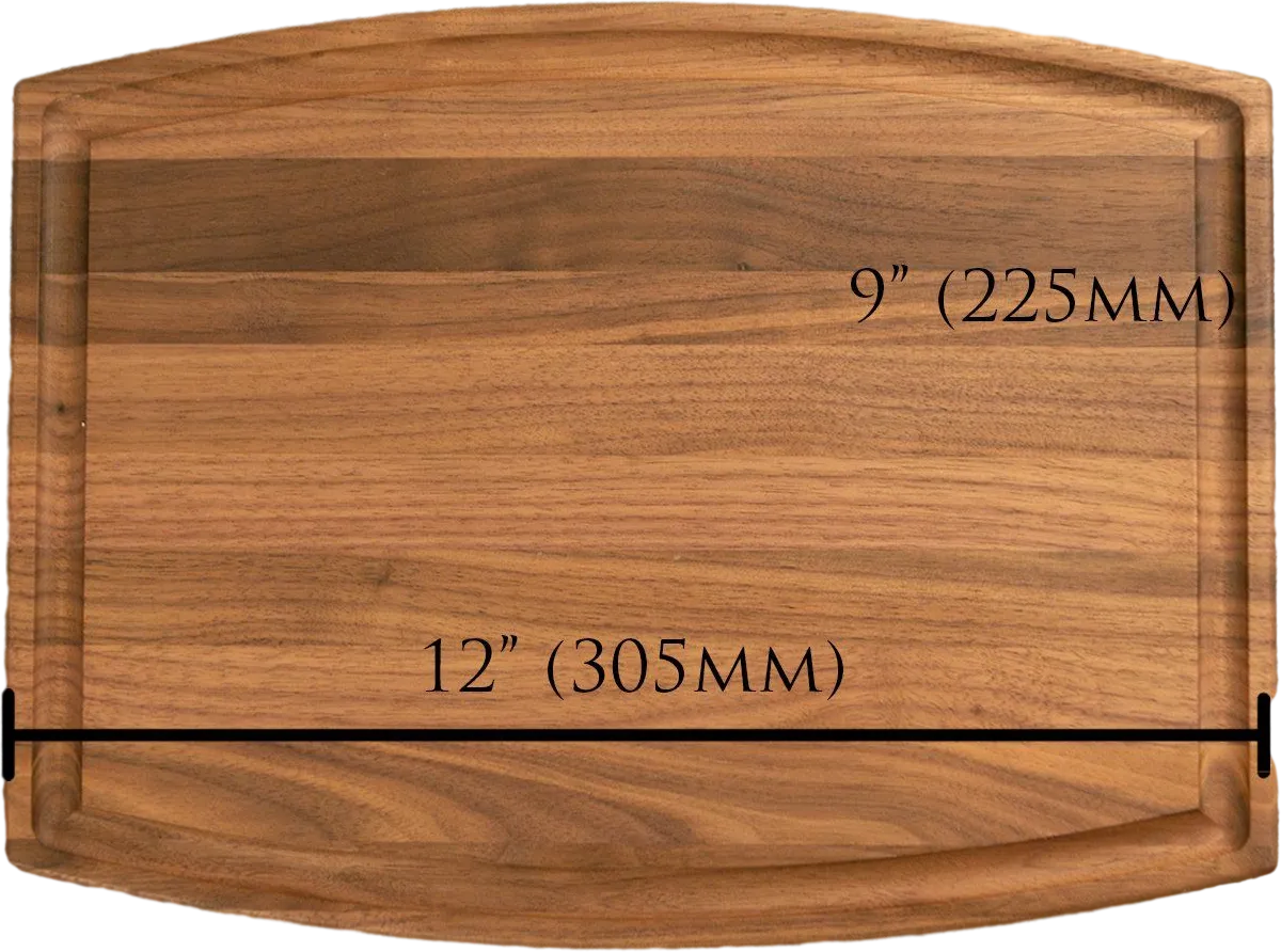 Walnut Charcuterie / Cutting Board - 9"x12" Curved with Juice Groove