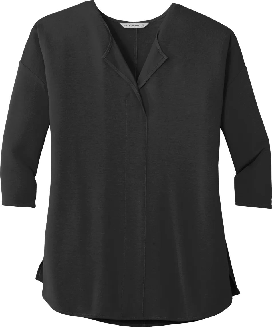 Ladies Concept 3/4-Sleeve Soft Split Neck Top