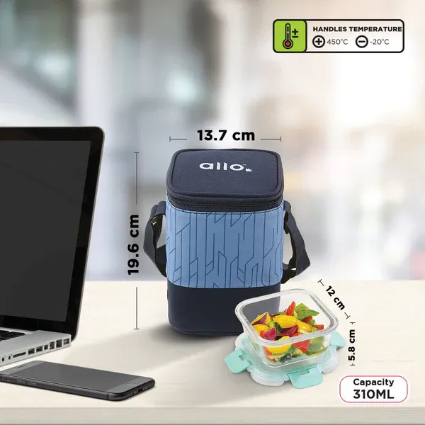 310ml x 3 Allo FoodSafe Microwave Oven Safe Glass Lunch box