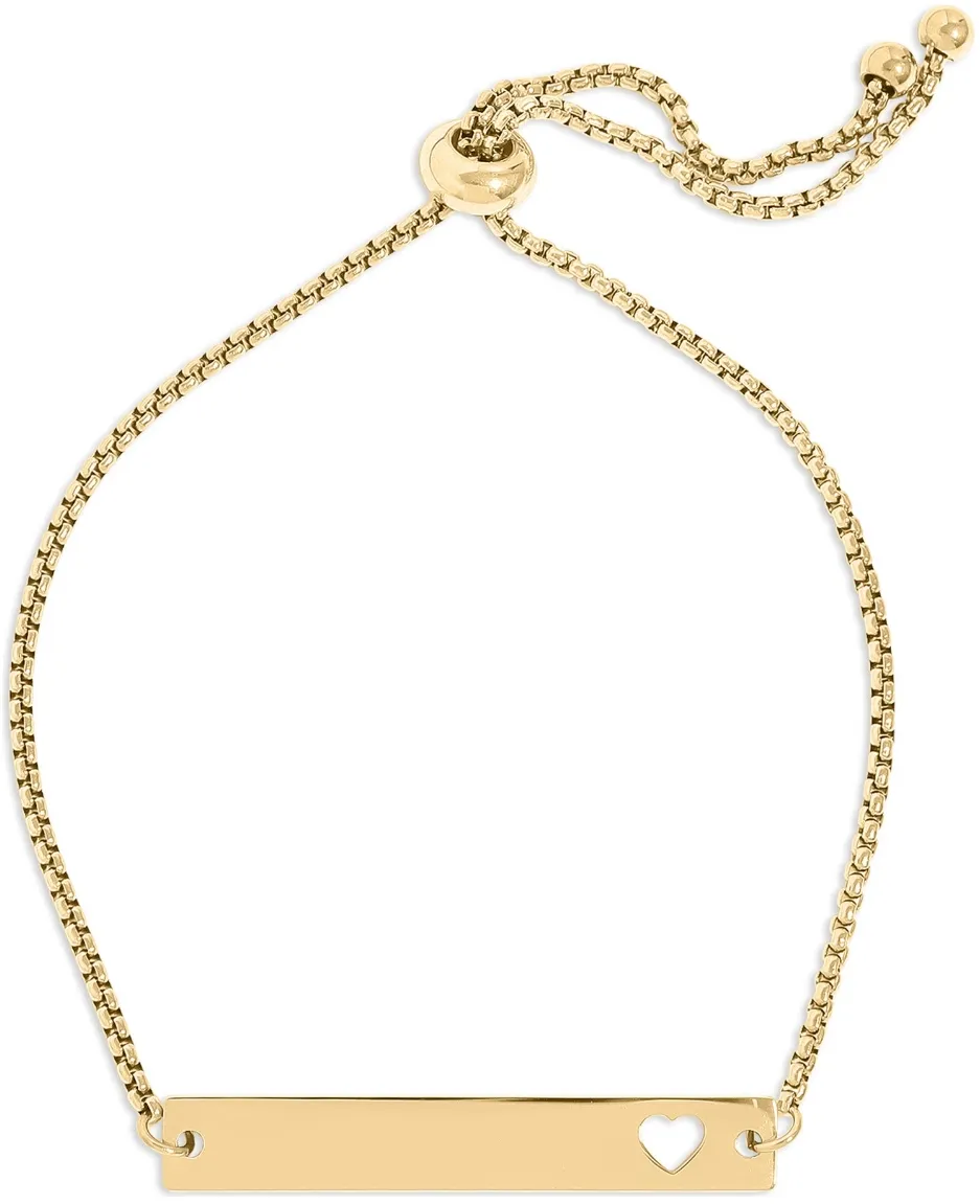 Adjustable Heart Cutout Flat Bar Bracelet