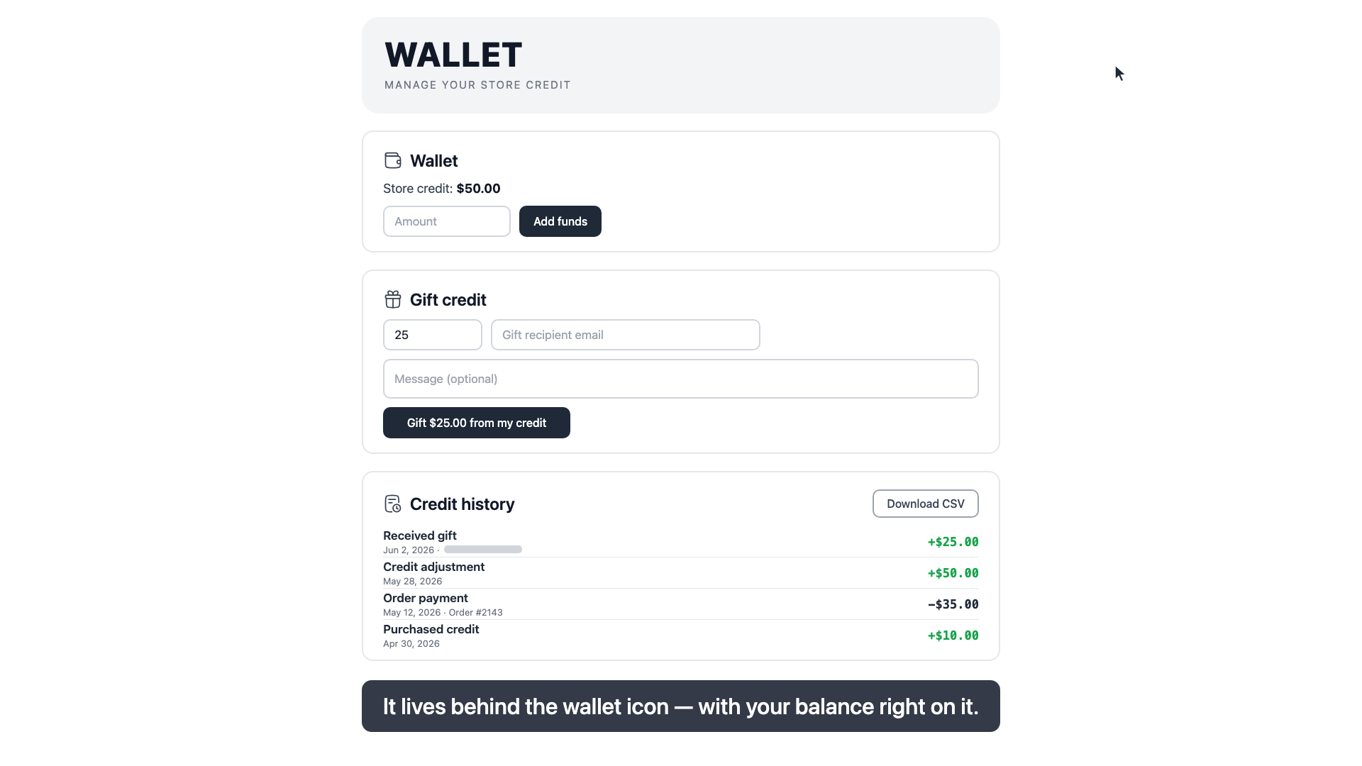 Your credit balance