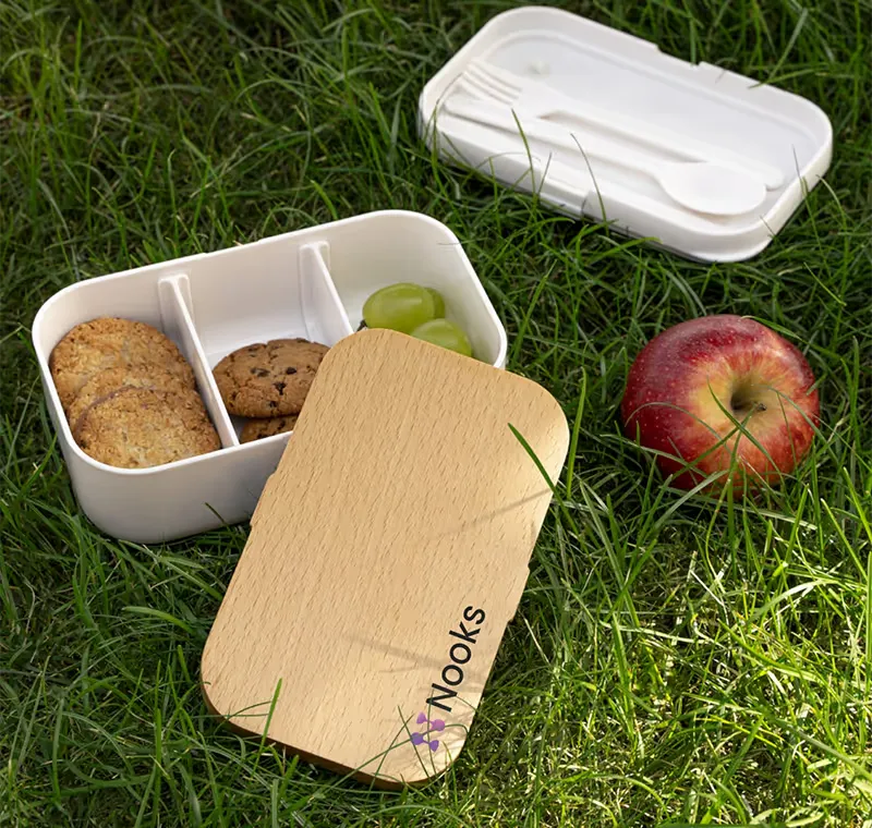 Branded merchandise gift items including lunchbox and accessories
